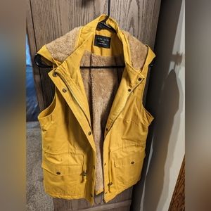 Love Tree Yellow Vest with Faux Fur Lining